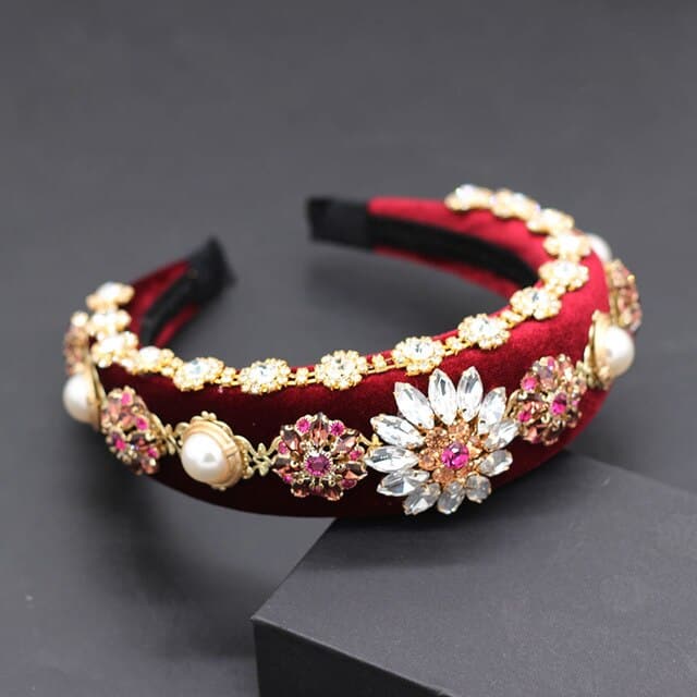 Women's Wide Baroque Pearl Decorated Headband