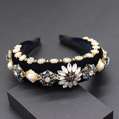 Women's Wide Baroque Pearl Decorated Headband