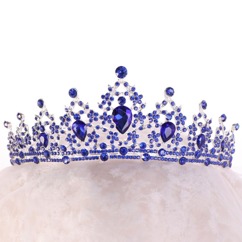 Gold / Blue Rhinestone Women's Hair Tiara