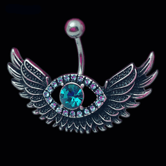 Angel Wing Design Belly Piercing with Crystal