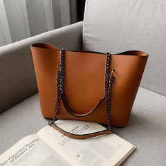 Women's Simple Tote Bag with Chain Handles