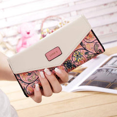 Floral Patterned Long Women's Wallet