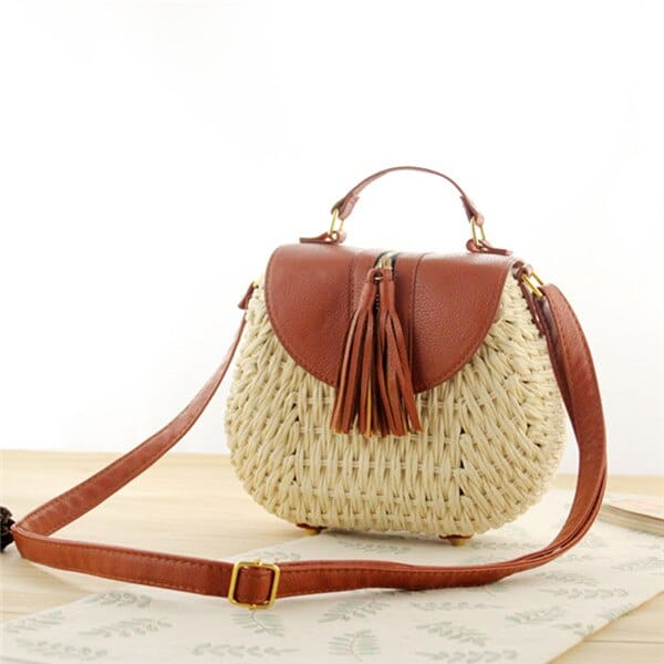 Women's Boho Straw Crossbody Bag