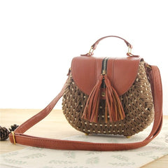 Women's Boho Straw Crossbody Bag