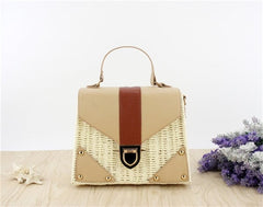 Women's Straw and Eco Leather Retro Handbag