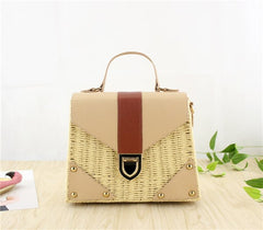Women's Straw and Eco Leather Retro Handbag