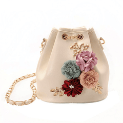 Women's Elegant Floral Bucket Bag
