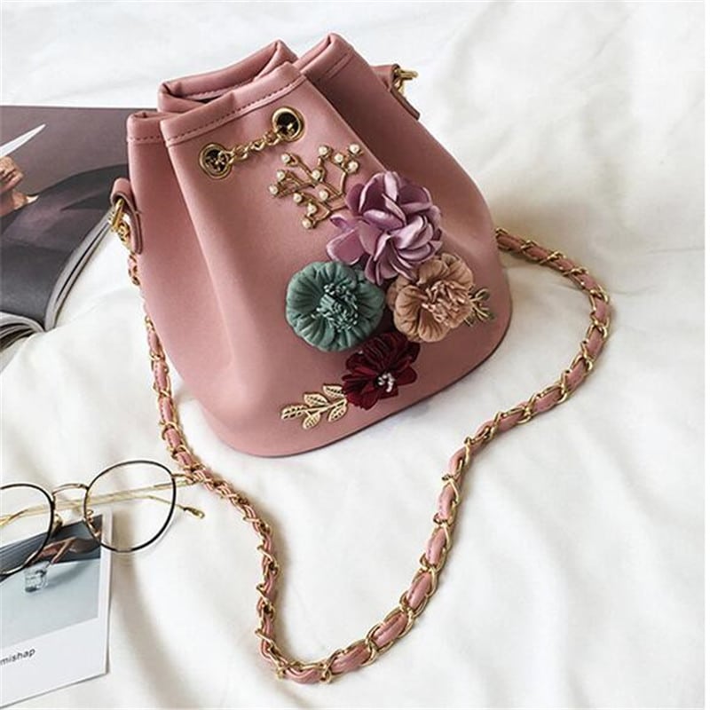 Women's Elegant Floral Bucket Bag