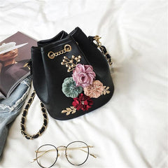 Women's Elegant Floral Bucket Bag