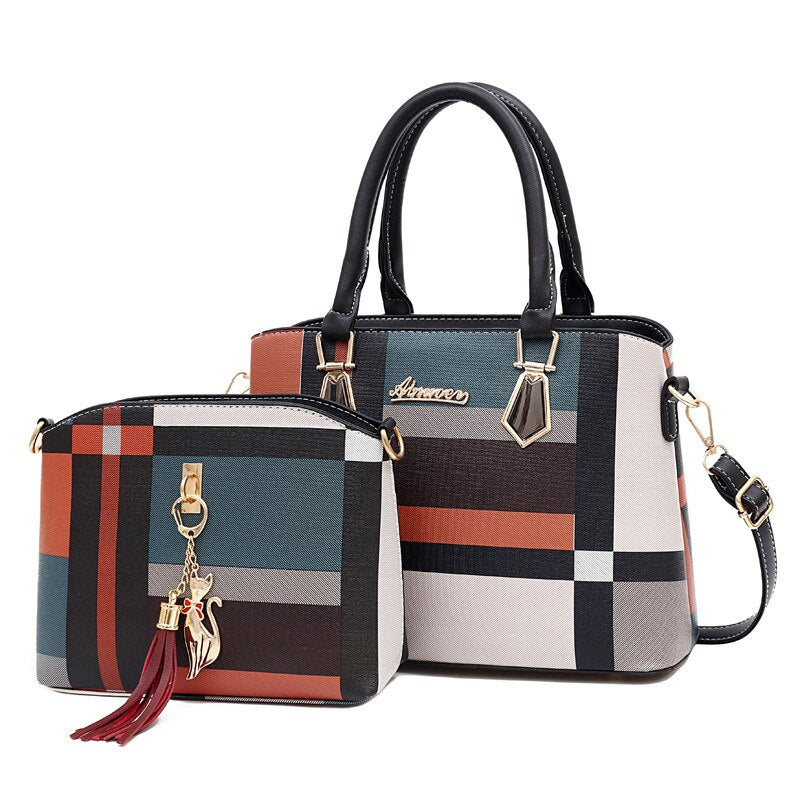 Women's Color Block Handbag with Organizer