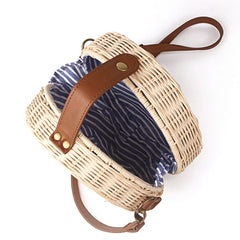 Women's Safari Style Woven Straw Crossbody Bag