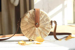 Women's Safari Style Woven Straw Crossbody Bag