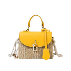 Women's Rattan Detail Top-Handle Bag