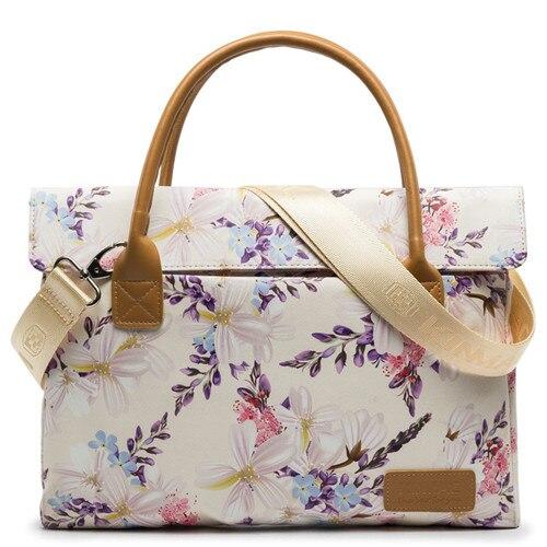 Exquisite Flowers Printed Waterproof Canvas Laptop Bag