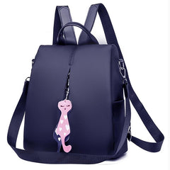 Women's Small Backpack with Cat Pendant