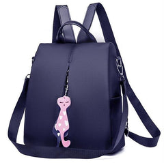 Women's Small Backpack with Cat Pendant