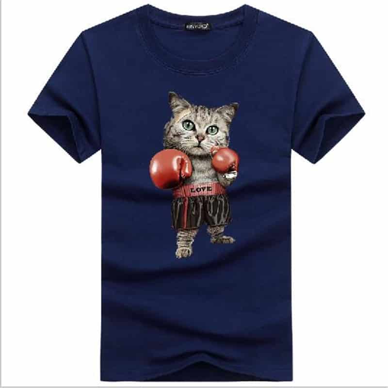 Men's Boxing Cat Printed T-Shirts