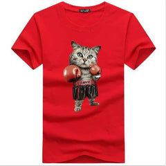 Men's Boxing Cat Printed T-Shirts