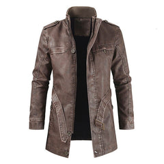 Men's Casual Long Leather Jacket