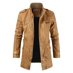 Men's Casual Long Leather Jacket
