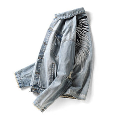 Men's Denim Jacket with Wings Embroidery
