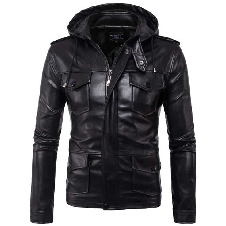 Men's Hooded Biker Jacket