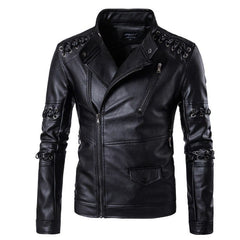 Men's Lace Up Decoration Biker Jacket