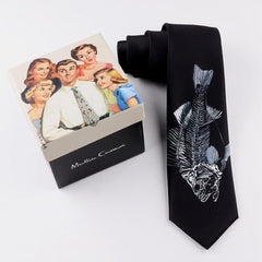 Men's Black and White Graphic Neck Tie