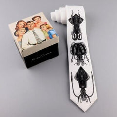 Men's Black and White Graphic Neck Tie