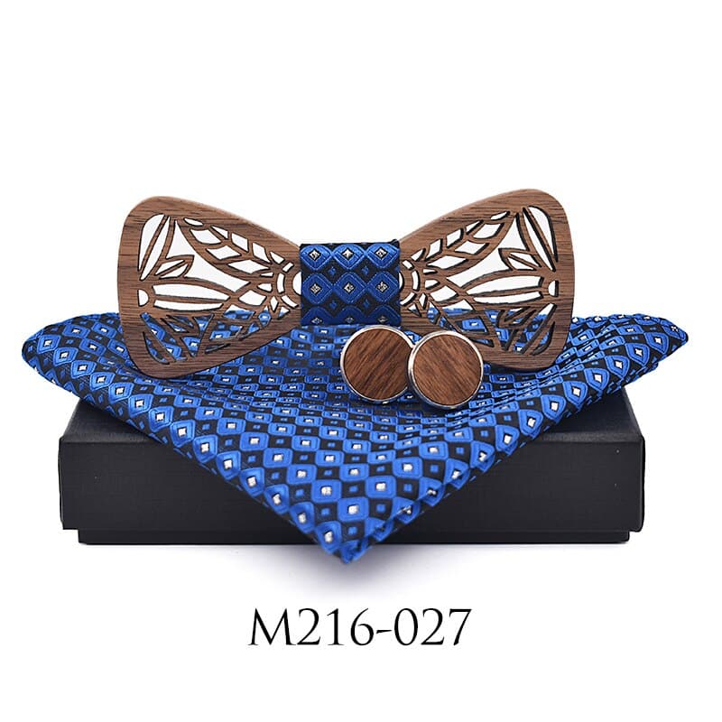 Wooden Bow Tie with Scarf Set