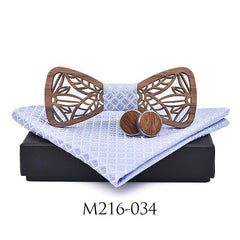 Wooden Bow Tie with Scarf Set