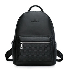 Plaid Men's Genuine Leather Backpack