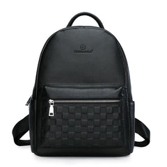 Plaid Men's Genuine Leather Backpack