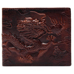 Chinese Dragon Patterned Genuine Leather Men's Wallet