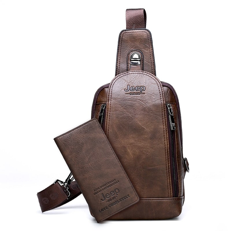 Men's Leather Sling Bag with Wallet