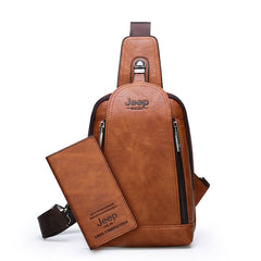 Men's Leather Sling Bag with Wallet