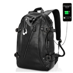 Men's Rock Style Backpack with USB Port