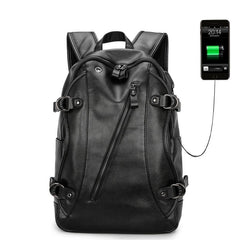 Men's Rock Style Backpack with USB Port