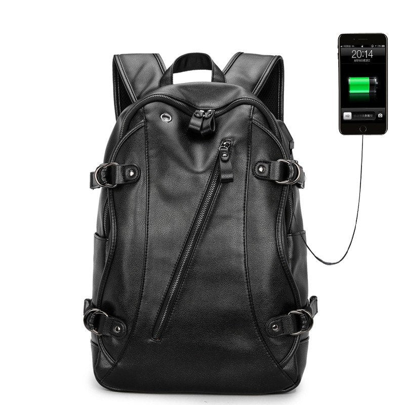 Men's Rock Style Backpack with USB Port