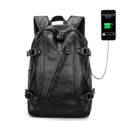 Men's Rock Style Backpack with USB Port