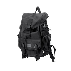 Street Style Men's Black Backpack with Buckles