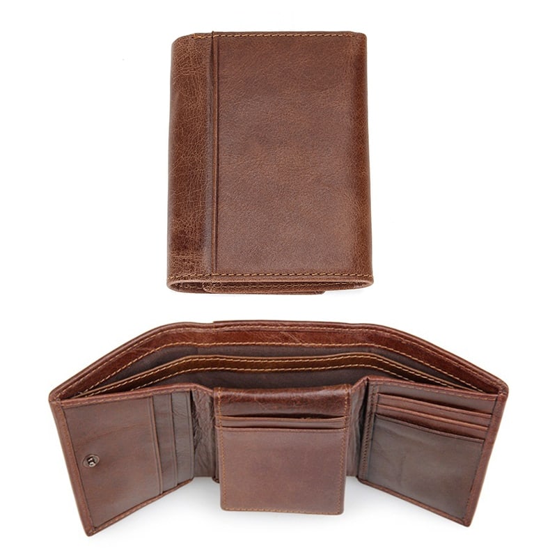 Men's Leather Vertical Trifold Wallet