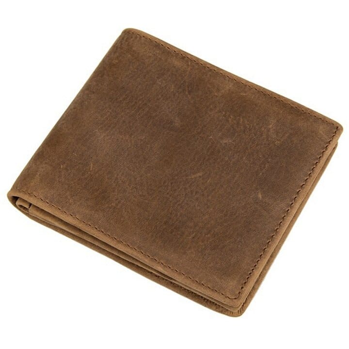 Luxury Coffee and Light Brown Men's Genuine Leather Short Wallet