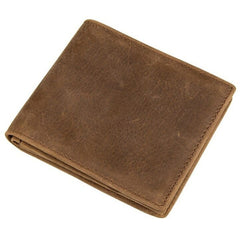 Luxury Coffee and Light Brown Men's Genuine Leather Short Wallet