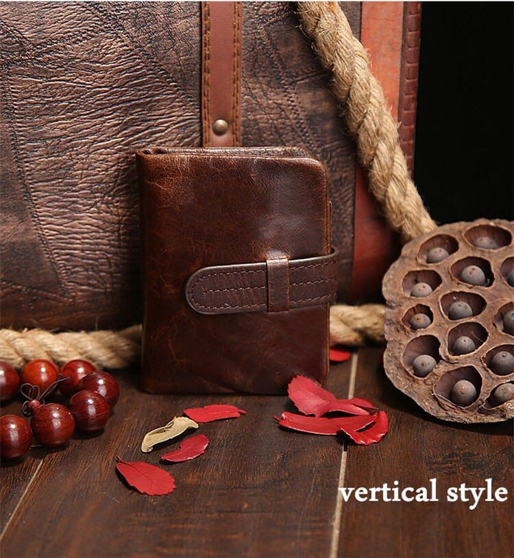 Vintage Coffee Solid Men's Genuine Leather Wallet