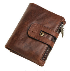Vintage Leather Wallet with Zipper for Men