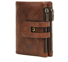 Vintage Leather Wallet with Zipper for Men