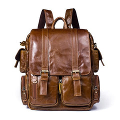 Casual Large Capacity Men's Genuine Leather Backpack