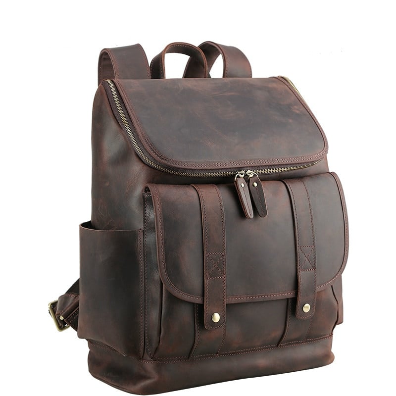 Vintage Large Capacity Men's Genuine Leather Backpack