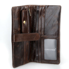 Vintage Genuine Leather Long Wallet for Men